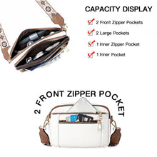 Load image into Gallery viewer, Triple-zipper Shoulder Bag With Floral Embroidered Straps Fashion Colorblock Multi-functional Crossbody Bags For Women