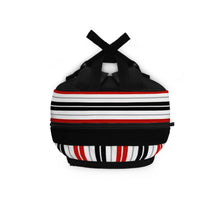 Load image into Gallery viewer, Red Black Striped Backpack