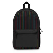 Load image into Gallery viewer, Tune in Bright Striped Black Backpack