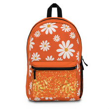 Load image into Gallery viewer, Orange Floral Backpack - Stylish Orange Daisy Design for Students & Adventures