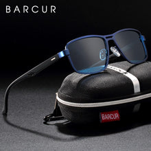 Load image into Gallery viewer, BARCUR Polarized Men Sunglasses Square Stainless Steel Frame TR90 Sun glasses Oculos De Sol gafas