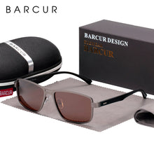 Load image into Gallery viewer, BARCUR Polarized Men Sunglasses Square Stainless Steel Frame TR90 Sun glasses Oculos De Sol gafas