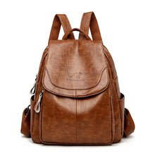 Load image into Gallery viewer, Casual Women Leather Backpack Designer Shoulder Bags For Women 2022 Back Pack School Bags For Teenage Girls Sac Mochila Feminina