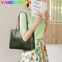 Load image into Gallery viewer, Vintage Large Capatity Tote Shoulder Bags Fashion Top-Handle Bags High Quality Pu Leather Bags Casual Letter Design Handbag