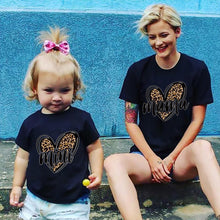 Load image into Gallery viewer, Tshirt family fashion mother kids Leopard Love family tshirt mom baby girl clothes family matching outfits family look clothes