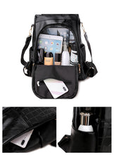 Load image into Gallery viewer, Female Backpacks PU leather Women Rucksack Large Capacity School College Bags Anti-theft Travel Backpack big Shoulder Bags black