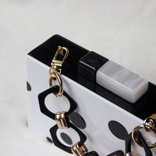 Load image into Gallery viewer, Luxy Moon Women Clutch Bags With Acrylic Handle Black and White Dots Shoulder Bags Wedding Clutch Purse Ladies Hand Bag ZD1518