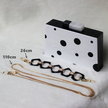 Load image into Gallery viewer, Luxy Moon Women Clutch Bags With Acrylic Handle Black and White Dots Shoulder Bags Wedding Clutch Purse Ladies Hand Bag ZD1518