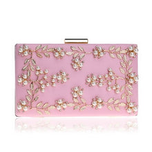 Load image into Gallery viewer, Fashion New Women Evening Clutch Bags PU Chain Shoulder Handbags Leaf Metal Beaded Evening Purse Messenger Bags