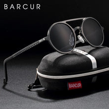 Load image into Gallery viewer, BARCUR Vintage Aluminum Magnesium Sun glass Men Polarized Sunglasses Round Steampunk Shades Brand Designer Eyewear