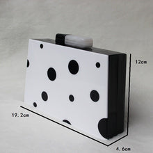 Load image into Gallery viewer, Luxy Moon Women Clutch Bags With Acrylic Handle Black and White Dots Shoulder Bags Wedding Clutch Purse Ladies Hand Bag ZD1518