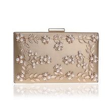 Load image into Gallery viewer, Fashion New Women Evening Clutch Bags PU Chain Shoulder Handbags Leaf Metal Beaded Evening Purse Messenger Bags
