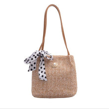 Load image into Gallery viewer, Women Crossbody Shoulder Bag Knitted Straw Messenger Satchel Handbag Bucket Bag Vintage Bucket Straw Beach Bags Women Totes
