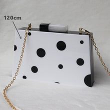 Load image into Gallery viewer, Luxy Moon Women Clutch Bags With Acrylic Handle Black and White Dots Shoulder Bags Wedding Clutch Purse Ladies Hand Bag ZD1518