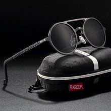 Load image into Gallery viewer, BARCUR Vintage Aluminum Magnesium Sun glass Men Polarized Sunglasses Round Steampunk Shades Brand Designer Eyewear