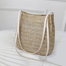Load image into Gallery viewer, Women Crossbody Shoulder Bag Knitted Straw Messenger Satchel Handbag Bucket Bag Vintage Bucket Straw Beach Bags Women Totes