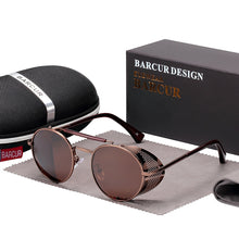 Load image into Gallery viewer, BARCUR Round Polarized Sunglasses Gothic Steampunk Sunglasses Men Women Vintage Shades UV400
