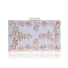 Load image into Gallery viewer, Fashion New Women Evening Clutch Bags PU Chain Shoulder Handbags Leaf Metal Beaded Evening Purse Messenger Bags