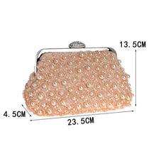 Load image into Gallery viewer, Beaded Women Clutch Party Wedding Chain Shoulder Handbags Diamonds Metal Rose Vintage Evening Bags