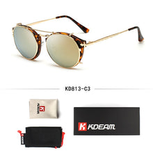 Load image into Gallery viewer, Kdeam Happy Clip On Sunglasses Men Removable Round Glasses Steampunk Women Carve Design Sunglass With Brand Box
