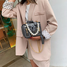 Load image into Gallery viewer, Designer Women Messenger Bags Dot Mini Jacket Bag Lady Shoulder Bag Pearl Handle Chain Crossbody Bags Sac A Main Femme De Marque