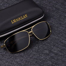 Load image into Gallery viewer, LMAOCLAN Brand Aluminium Magnesium Polarized Gold Sunglasses Men UV400 Classic Male Square Glasses Driving Eyewear Gafas Oculos