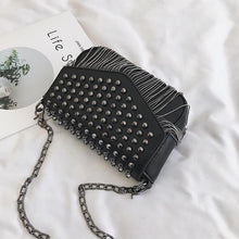 Load image into Gallery viewer, Fashion Tassel Diamonds Brand Design Mini Chain Shoulder Bag Crossbody Black Leather Rivets Female Bolsa Sac A Main