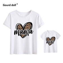 Load image into Gallery viewer, Tshirt family fashion mother kids Leopard Love family tshirt mom baby girl clothes family matching outfits family look clothes