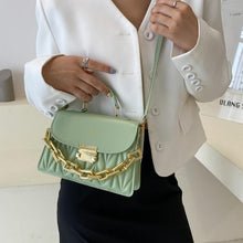 Load image into Gallery viewer, New Embroidery Shoulder Bags for Women Thick Chain Handbags Female Purse PU Leather Flap Crossbody Bags Fashion Designer
