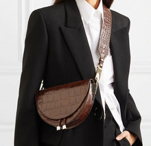 Load image into Gallery viewer, Fashion Snake pattern women shoulder bags clothing half circle coverd pu leather Ladies Messenger Bags trendy Saddle Bag handbag