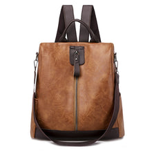 Load image into Gallery viewer, Vintage Female Leather Backpacks Multifunction Women BackPack Anti-theft School Bags For Girls Travel BackPack mochila feminina