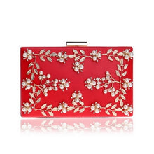 Load image into Gallery viewer, Fashion New Women Evening Clutch Bags PU Chain Shoulder Handbags Leaf Metal Beaded Evening Purse Messenger Bags