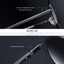 Load image into Gallery viewer, BARCUR Steampunk Men Sunglasses Men Brand Driving Polarized Sunglasses Round Sun Glasses Aluminum Magnesium oculos de sol male