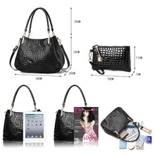 Load image into Gallery viewer, 2Pcs Women luxury Handbag Zip Shoulder Bags For Women 2023 Soft Crocodile Pattern Leather Portable Shopping Totes bolso mujer
