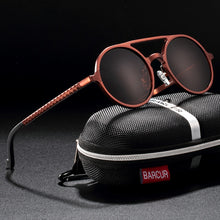 Load image into Gallery viewer, BARCUR Vintage Aluminum Magnesium Sun glass Men Polarized Sunglasses Round Steampunk Shades Brand Designer Eyewear