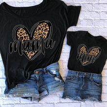 Load image into Gallery viewer, Tshirt family fashion mother kids Leopard Love family tshirt mom baby girl clothes family matching outfits family look clothes