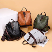 Load image into Gallery viewer, Vintage Female Leather Backpacks Multifunction Women BackPack Anti-theft School Bags For Girls Travel BackPack mochila feminina