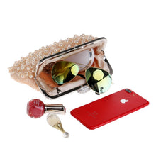 Load image into Gallery viewer, Beaded Women Clutch Party Wedding Chain Shoulder Handbags Diamonds Metal Rose Vintage Evening Bags