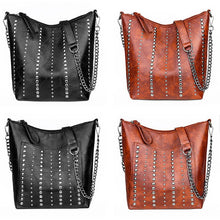 Load image into Gallery viewer, DIINOVIVO Vintage Bag Women Shoulder Bags Punk Rivet Bucket Bag Handbag Lady Casual PU Leather Crossbody Bags Female WHDV1387