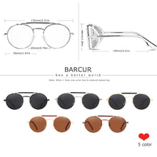 Load image into Gallery viewer, BARCUR Round Polarized Sunglasses Gothic Steampunk Sunglasses Men Women Vintage Shades UV400