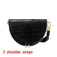 Load image into Gallery viewer, Fashion Snake pattern women shoulder bags clothing half circle coverd pu leather Ladies Messenger Bags trendy Saddle Bag handbag