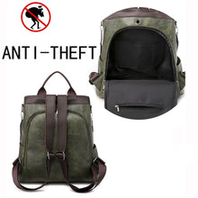 Load image into Gallery viewer, Vintage Female Leather Backpacks Multifunction Women BackPack Anti-theft School Bags For Girls Travel BackPack mochila feminina