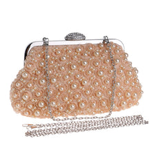 Load image into Gallery viewer, Beaded Women Clutch Party Wedding Chain Shoulder Handbags Diamonds Metal Rose Vintage Evening Bags
