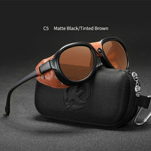 Load image into Gallery viewer, KDEAM Luxury Steampunk Pilot Sunglasses Men and Women Soft Leather Shield Glasses UV400 Protection KD2095