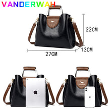 Load image into Gallery viewer, 3 Layers Brand Small Tote Bag Oil Skin Leather Luxury Handbags Women Bags Designer Ladies Shoulder Crossbody Hand Bags for Women