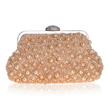 Load image into Gallery viewer, Beaded Women Clutch Party Wedding Chain Shoulder Handbags Diamonds Metal Rose Vintage Evening Bags