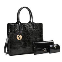Load image into Gallery viewer, 3 Sets Luxury Patent Leather Handbag for Women 2022 Alligator Patterrn Designer Female Shoulder Crossbody Bag Ladies Sac A Main