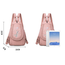 Load image into Gallery viewer, New Embroidery Orchid Women Backpack Casual 3 in 1 Backpack For Teenage Girls Soft Washed PU Leather Chest Bags For Women Sac