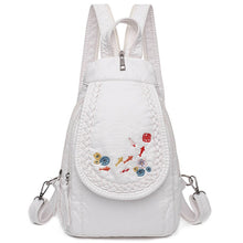 Load image into Gallery viewer, New Embroidery Orchid Women Backpack Casual 3 in 1 Backpack For Teenage Girls Soft Washed PU Leather Chest Bags For Women Sac