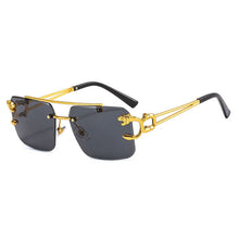 Load image into Gallery viewer, SHAUNA Fashion Metal Leopard Rimless Sunglasses Double Bridges Gradient Ocean Film Shades UV400